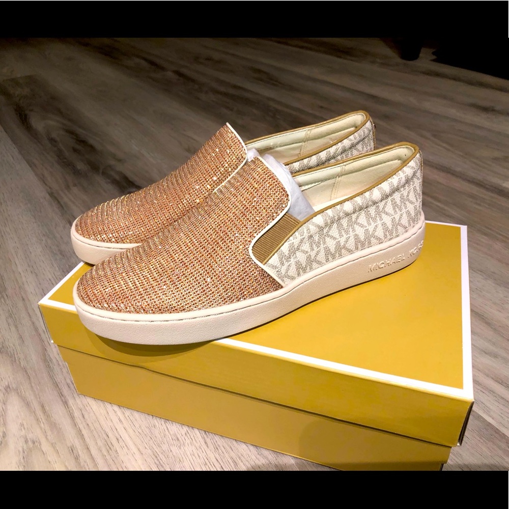 Brand New Michael Kors Rhinestone Embezzled Slip-Ons (NWT, 7.5W)